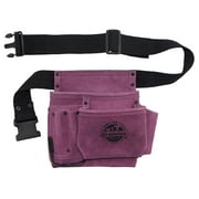 Graintex 5 Pocket Nail & Tool Pouch Purple Color Suede Leather with 2” Webbing Belt for Constructors, Electricians, Plumbers, Handymen