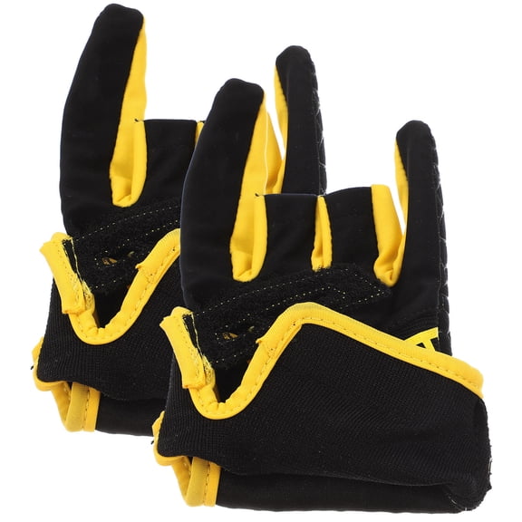 LABSERRON Professional Bowling Gloves with Antislip Silicone Pattern for Comfortable Fishing Use Yellow Cloth Small Size