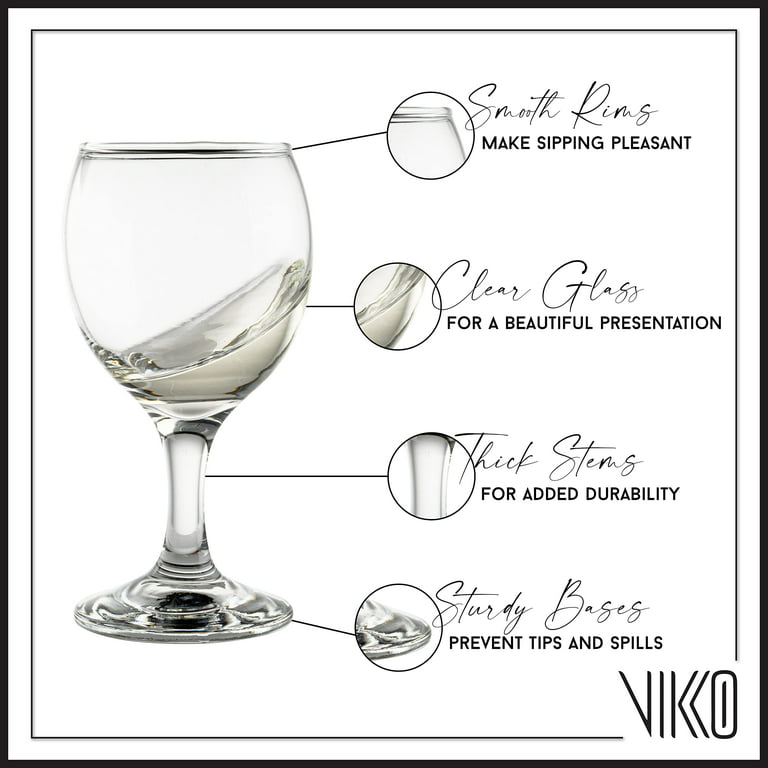 Attractive Durable Stemmed Wine Glasses Set of 6, Lead-Free, Tinted Black  Glass with Clear Stem, Quality Drinking Glasses for Red or White Wine. 