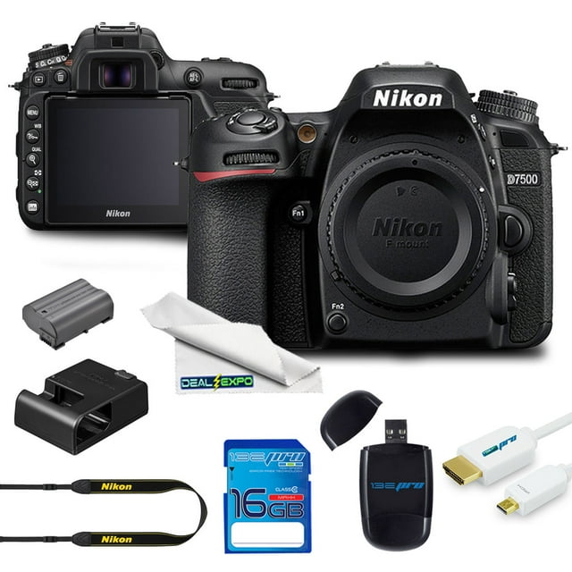 Nikon D7500 DSLR Camera (Body) + 16GB Expo Starter Kit