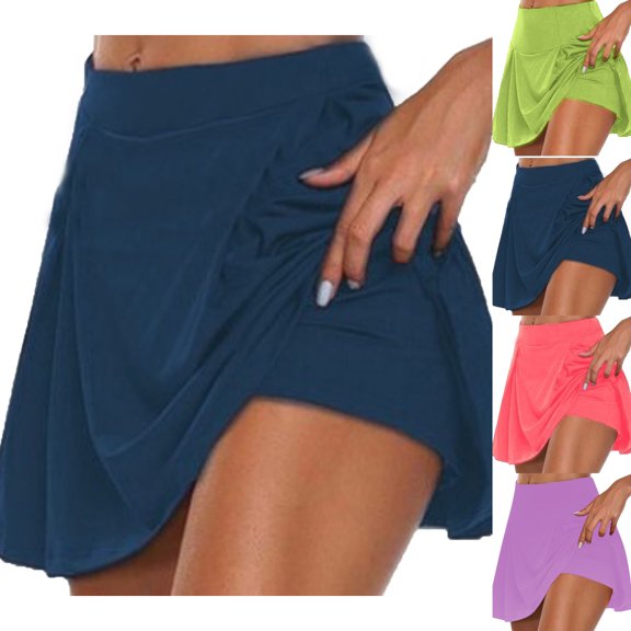 Paiwinds Women's High Waist Fake Two Piece Yoga Shorts Running Skorts with Built-in Shorts