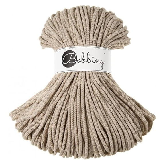 Premium 5mm Braided Macrame Cord (Beige) 108yds/330ft (100% Recycled Cotton)