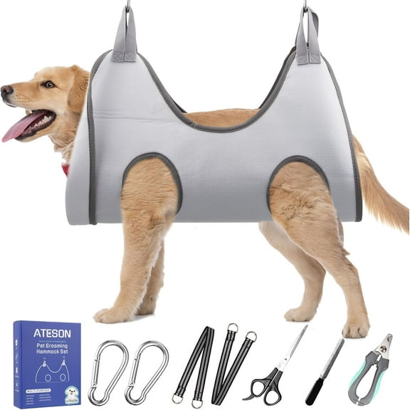 Pet Grooming Hammock Harness Helper Set,Dog Grooming Hammock with Nail Trimmers Grooming Harness Kit for Dogs & Cat（XXL）