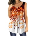thumbnail image 2 of Débardeurs pour Femmes Athletic Works Hauts d'Été Décontractés à Boutons Plissés Col Rond Imprimé Sans Manches Tunique T-Shirt Blouse Ample, 2 of 4