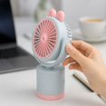 thumbnail image 7 of Portable Desktop Fan Cute Bunny Shaped Personal Fan Rechargeable USB Powered with Oscillating Base and Adjustable for Home Desk Dormitory Summer Gift, Light Green, 7 of 7