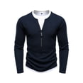 thumbnail image 4 of Aimik Men's Layered Quarter Zip Sweatshirt Ribbed Knit Contrast Collar Trim Soft Warm Smart Casual Golf Top, 4 of 6