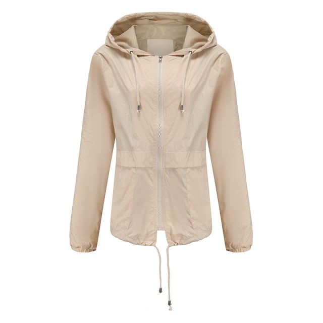 Waterproof Rain Jackets Women’s Solid Rain Jacket Outdoor Jackets Waterproof Hooded Raincoat Windproof
