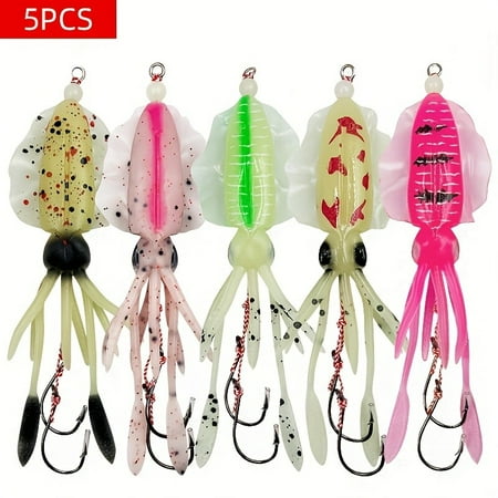 5PCS Octopus Luminous Soft Lure Squid Skirt Wobbler Bait Squid Jig with Hook