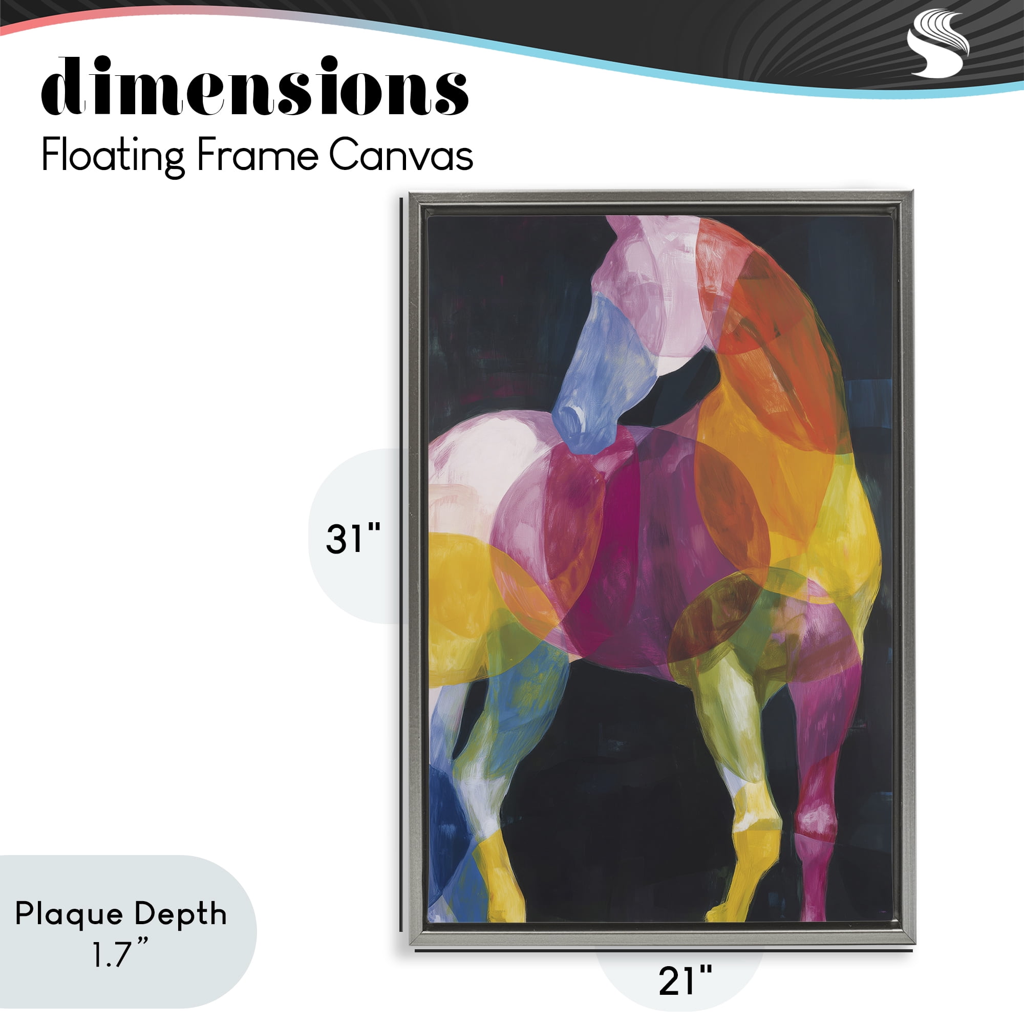 Stupell Industries Prism Horse Abstraction Gray Framed Floater Canvas Wall Art, design by Chromatic Storm Studio