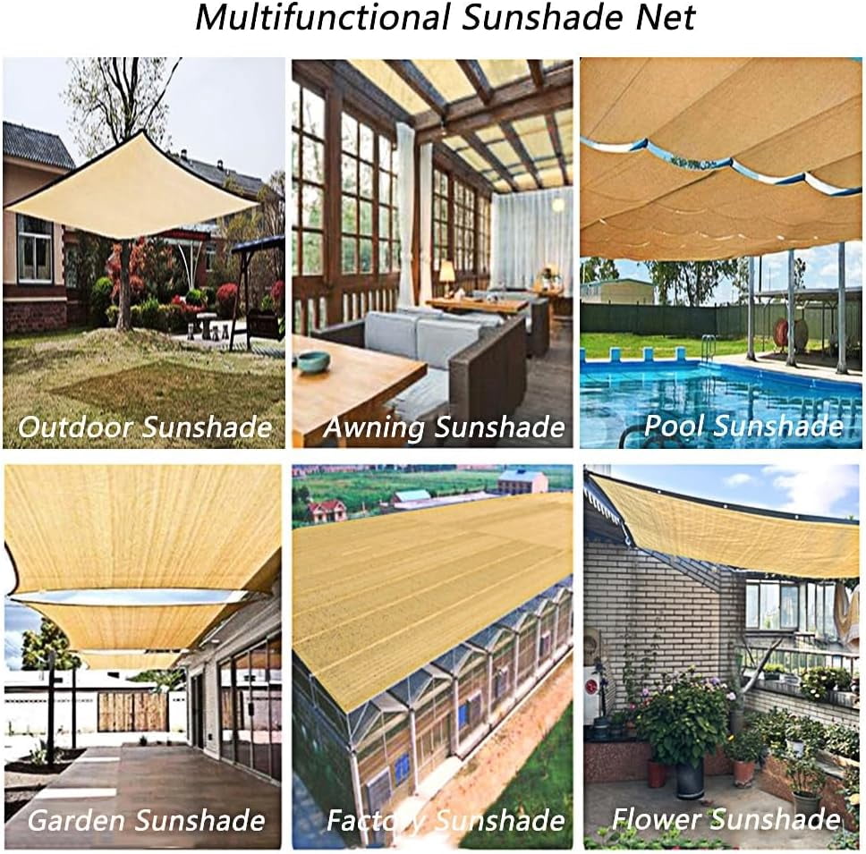 Manss Shade Cloth for Garden Plants Outdoor 10x20 ft, 85% Beige Shade Screen Fabric for Pergola/Pool, Sunshade Privacy Canopy of Backyard/Balcony/Deck, Heat Resistant Mesh Sun Cover