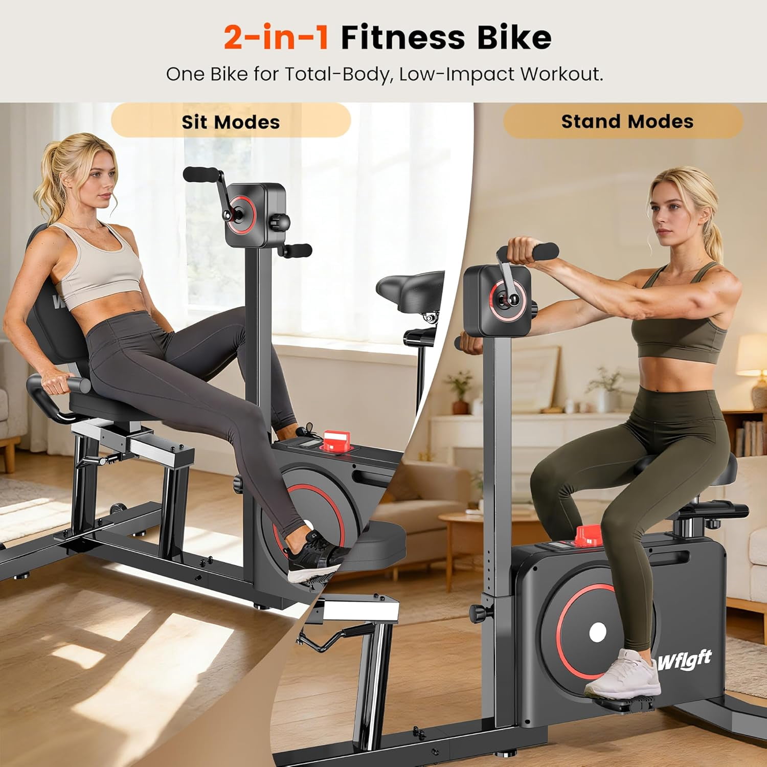 Cycool Unique Dual Mode Recumbent Exercise Bikes with Arm/Leg Exerciser Magnetic Resistance Indoor Cycling Bike For Seniors 400lb