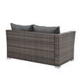 thumbnail image 3 of 4 Pieces Patio Furniture Sets Outdoor Conversation Set, All Weather PE Rattan Sectional Sofa Couch with Table and Cushions, Gray, 3 of 9