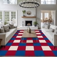 thumbnail image 3 of 6'x9' Area Rugs, 4th of July Red Blue Plaid Indoor Outdoor Area Rug for Living Room Bedroom, Independence Day Checkered Washable Bathroom Rugs Kitchen Floor Carpet Mats Home Decor Aesthetic, 3 of 8