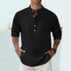 thumbnail image 1 of pstuiky camisa de manga larga para hombre, Camisas de lino a la moda para hombre, informales, lisas, con botones, cuello alto, bolsillos y manga larga Tops de talla grande para hombre xl, 1 of 8