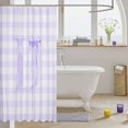 thumbnail image 3 of Manfei Purple Dreamy Bowknot Initial D Shower Curtain 72Wx84L,Classic Grid Geometric Bathroom Shower Curtain, 3 of 5