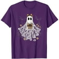 thumbnail image 2 of Delliss Women's Fashion Casual Halloween Print T-Shirt Round Neck Rolled Sleeve Top Purple S, 2 of 3