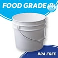 3.5 Gallon White Food Grade Buckets + Green Gamma Seal Lids, BPA Free