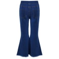 thumbnail image 2 of Venjoe Kids Girls Flare Jeans Wide Leg Jeans Elastic Waist Raw Trim Bell Bottom Denim Pants Summer Dark Blue 6, 2 of 8