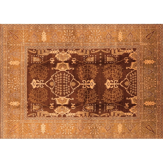 Ahgly Company Indoor Rectangle Oriental Orange Industrial Area Rugs, 8' x 10'