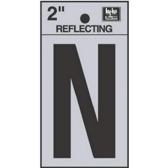 Hy-Ko RV-25/N Vinyl Self-Stick Reflective with Letter N, 2", Black