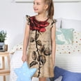 thumbnail image 4 of Balery Vintage Rose Botanical Art Camisón de princesa para niñas, pijama de algodón con mangas abullonadas, suave y bonito.-X-Large, 4 of 6