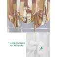 thumbnail image 3 of Brown Beige Tie Up Curtains for Windows 63 Inch Length Balloon Curtains Kitchen Adjustable Balloon Window Shade Vintage Farmhouse Shabby Wooden Grain Tie Up Valance Bathroom Curtain Window 46"x63", 3 of 6