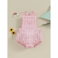 thumbnail image 2 of Bslissey Newborn Baby Girls Casual Sleeveless Romper Plaid Pattern Print Overalls Jumpsuit Infant Toddler Cute Clothes Bodysuit 3M 6M 9M 12M 18M 24M, 2 of 7