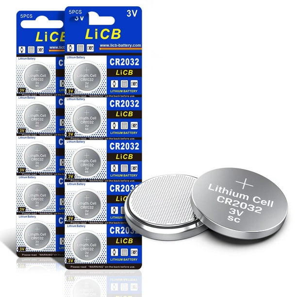 LiCB CR 2032 CR2032 Batterie 3v Lithium Pièce de Monnaie Piles Bouton  (10-Pack) 