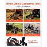 VEVOR 48in Landscape Rake, Pull Behind Lawn Rock Rakes for ATV Mower Tractors, 24 Durable Steel Tines, Adjustable Height & Angle, Heavy Duty Dethatcher Rake for Leaves Debris