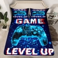 thumbnail image 2 of Feelyou 3D Neon Gamepad Full Size Sheets for Boy, Dreamy Blue Square Abstract Bed Sheets, Game Level Up Sheet Sets, Breathable Home Decor, 4pcs, 2 of 7
