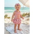 thumbnail image 5 of BemeyourBBs Baby Girl Cutest Little Sister Outfit Newborn Baby Girls Summer Clothes 0 3 6 12 18 Months Letter Embroidery Frills Sleeveless Waffle Romper Elastic Waist Ruffled Skirt Headband 3Pcs Set, 5 of 9