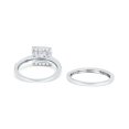 thumbnail image 3 of Simulated Cubic Zirconia Size-5 Two Piece Halo Ring Band Bridal Set Princess Cut 925 Sterling Silver, 3 of 7