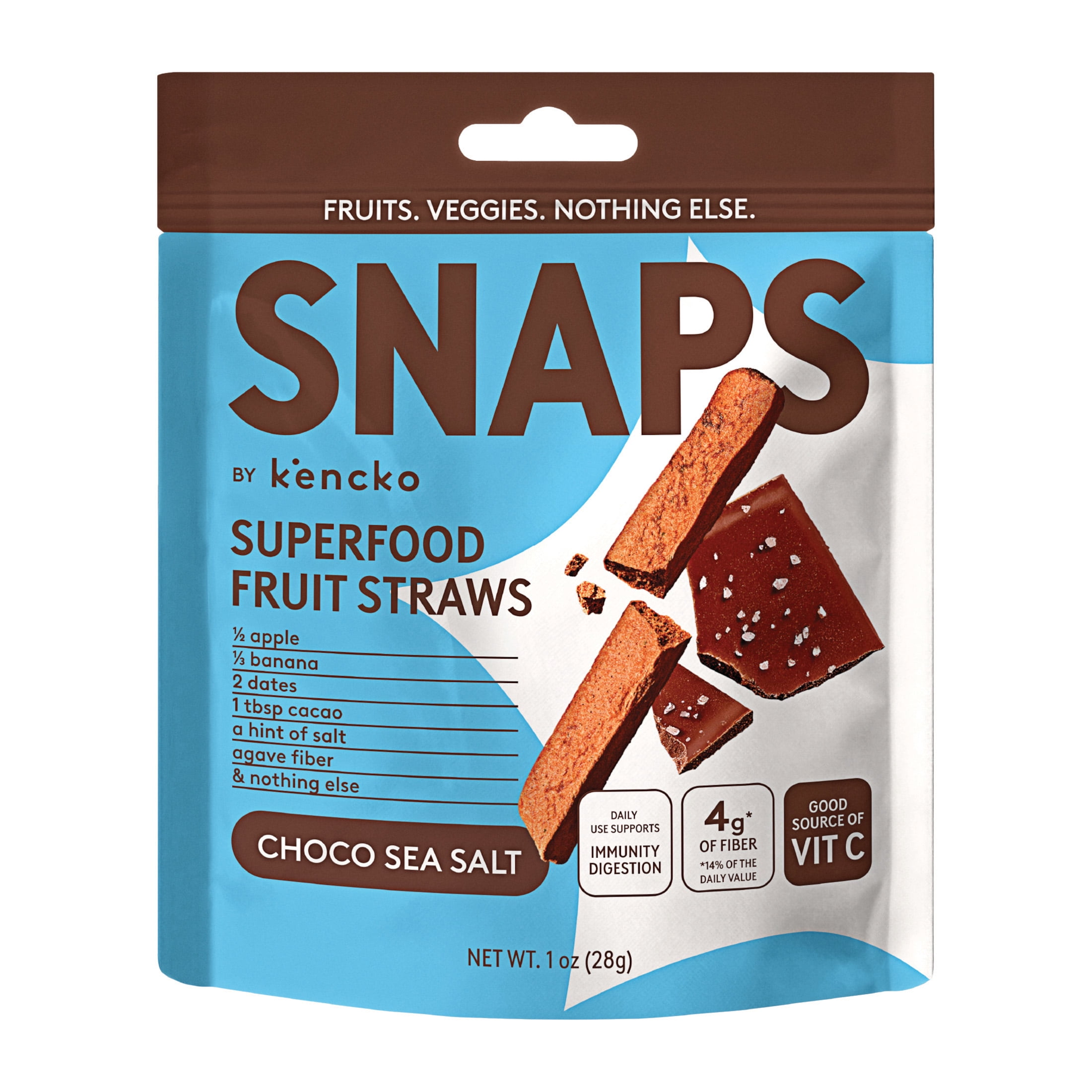 Kencko Chocolate Strawberry Snaps, Superfood Fruit Straws, 1 oz