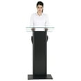 thumbnail image 5 of M&T Displays Tempered Clear Glass Podium with Aluminum Front Panel Black Aluminum Body and Base 43.9 Inch Height Floor Standing Lectern Pulpit Desk, 5 of 8