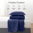 thumbnail image 2 of IR Imperial Rooms 3 Piece Quilt Set Microfiber Embossed Floral Bedspread Lightweight Bedding Queen Navy, 2 of 9