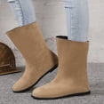 thumbnail image 2 of Bmisegm Bottes Courtes Rétro Noires à Talon Bas pour Femmes Nouvelles Bottes Simples de Printemps et d'Automne Bout Rond Semelle Plate Chaussettes Bottes Élastiques Coupe Ajustée Chaussures Bottes pour Femmes Kaki 7.5, 2 of 9