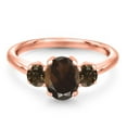 thumbnail image 3 of Gem Stone King 1.72 Ct Oval Brown Smoky Quartz 18K Rose Gold Plated Silver Ring, 3 of 6