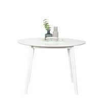 Roundhill Furniture Roma Contemporary White Round Dining Table
