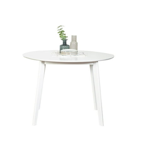 Roundhill Furniture Roma Contemporary White Round Dining Table