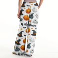 thumbnail image 3 of WTOBBY Women's Halloween Themed Elastic Waist Drawstring Pocket Pants, Loose Casual Printed Wide Leg Trousers for Seasonal Holiday Wear,White M, 3 of 6
