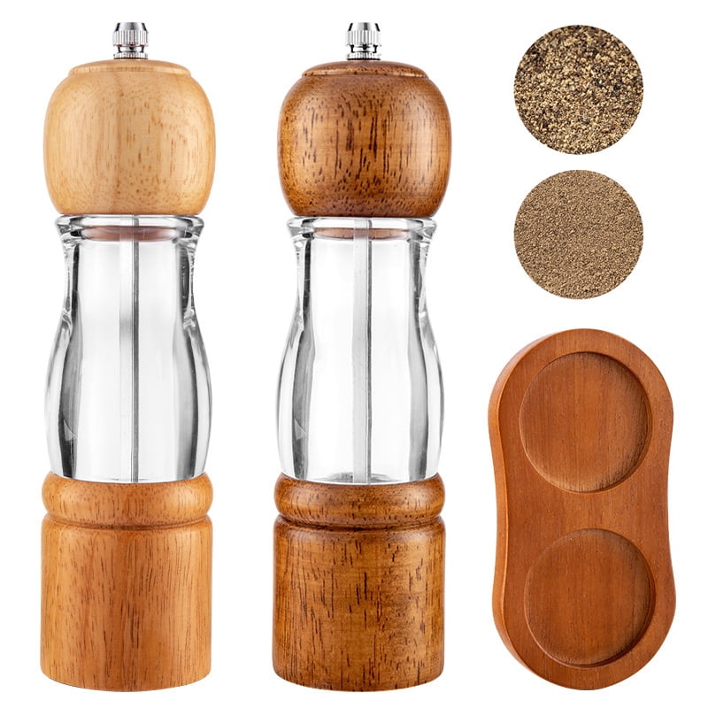 Wood Salt And Pepper Mill Manual Pepper Grinder Adjustable Ceramic Rotor Seasoning Spice Grinders Kitchen Cooking Tools