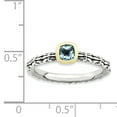 thumbnail image 2 of Checker-Cut Blue Topaz Sterling Silver and 14kt Gold Ring, 2 of 4