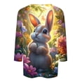 thumbnail image 3 of Uootdi Boho Tops for Women 3/4 Sleeve Crewneck Easter Print Spring Picnics Daily Outings Loose Tees Blouses Clothes Gift, 3 of 5