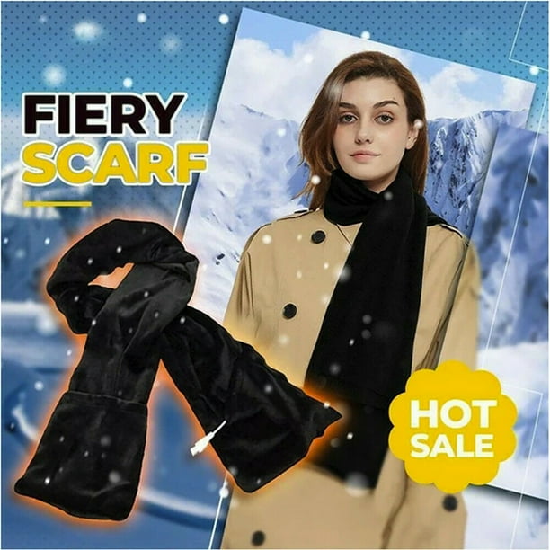 Bufanda Térmica Fiery, Canales de Fibra de Carbono, Forro Polar Supersuave, Batería Recargable, Bolsillos Calefactables, Diseño Unisex, para Uso En Interiores y Exteriores, Lavable a Máquina