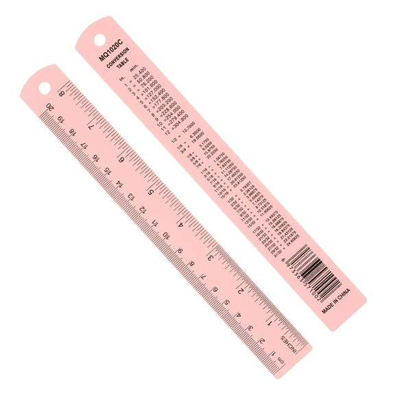 Uxcell 20cm/8" Metal Ruler, 2 Pack Aluminum Alloy Rulers with Centimeters, Millimeters, Inches and Conversion Table Straight Edge Ruler for Writing Machinist Drafting, Pink