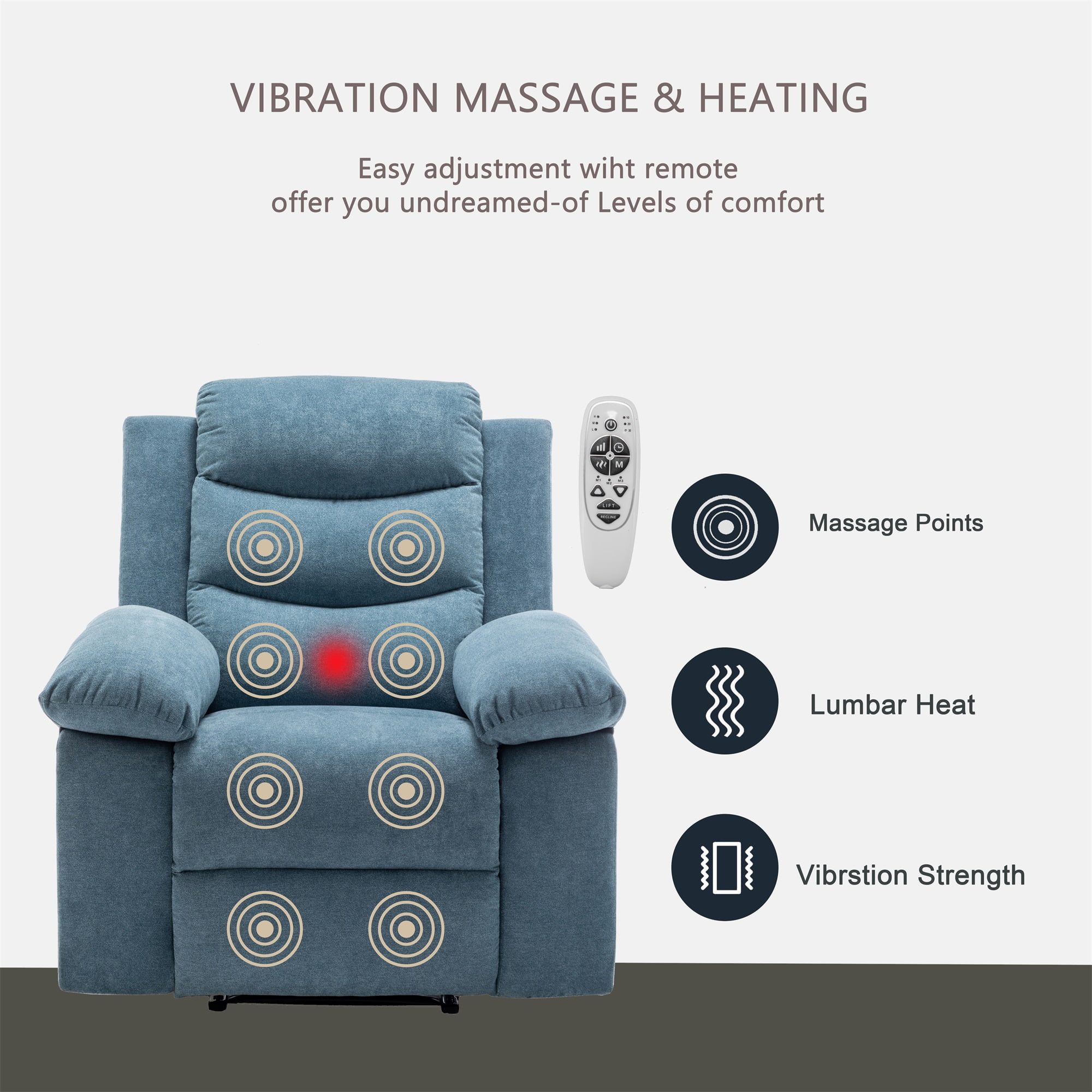 Kadyn Power Recliner Chair with Adjustable Massage Function, Recliner Chair with Heating System for Living Room, Blue Kadyn Power Recliner Chair with Adjustable Massage Function, Recliner Chair with Heating System for Living Room, Blue