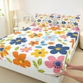 thumbnail image 3 of Feelyou Cartoon Blue Flower Full Size Sheets for Teen, Rustic Leaf Botanical Bed Sheets, Kawaii Floral Theme Sheet Sets, Microfiber Bedroom Decor, 4pcs, 3 of 7