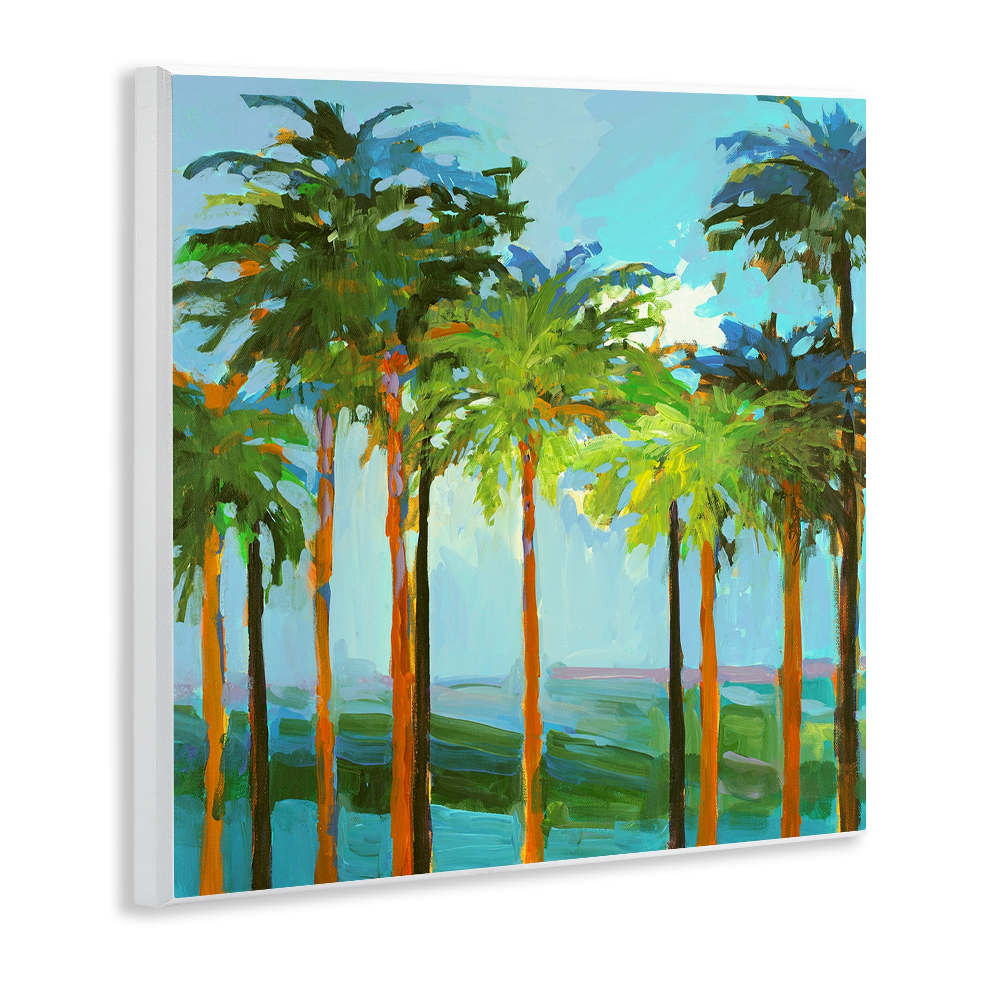 Stupell Industries Tall Palms Abstraction Coastal Painting Unframed Art Print Wall Art, 12 x 12