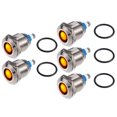 thumbnail image 1 of Unique Bargains 5Pcs LED Indicator Light 12mm 12V Metal Shell Waterproof Pilot Dash Signal Lamp Interior Yellow, 1 of 6