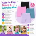 thumbnail image 6 of Girls 4 Pack Bike Shorts Stretchy, Soft High Waist Athletic Shorts for Kids with Fun Prints Colors Ideal for Dance, Play, Biking, or Everyday Wear (Sizes 4-14), 6 of 7